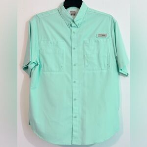 Columbia PFG Seafoam Mint Green Vented Fishing Shirt Medium